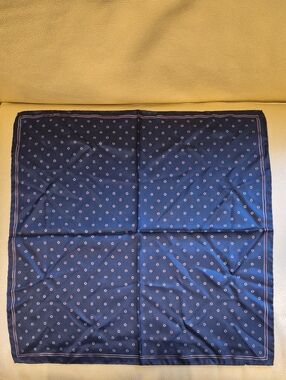 Vintage Silk Ashear Classic Navy Polka Dot Scarf
